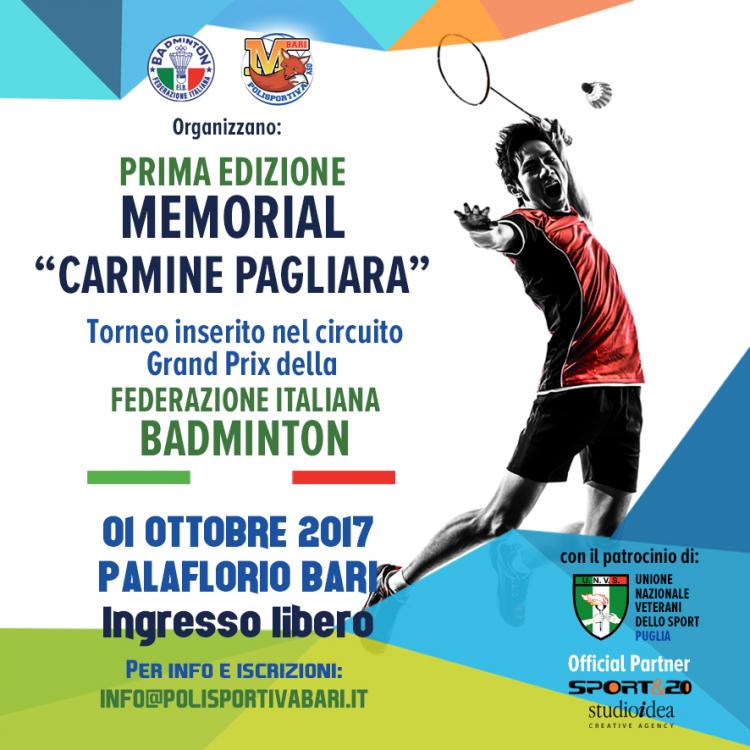 La Polisportiva M Bari organizza il Memorial “Carmine Pagliara” di badminton